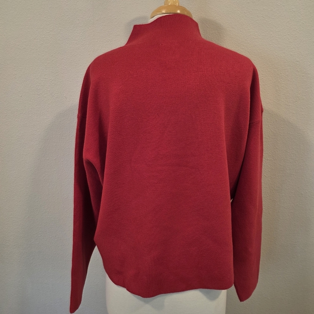 Anthro Maeve The Carys Mock-Neck Je T'aime Red Sweater - Picture 5 of 6